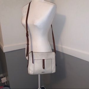 Fossil White and Brown Crossbody Bag